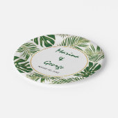 Assiettes En Carton Feuille tropicale mariage d'or vert moderne (Angle)