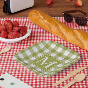 Assiettes En Carton Feuille vert En vichy Citrouille personnalisé Moti