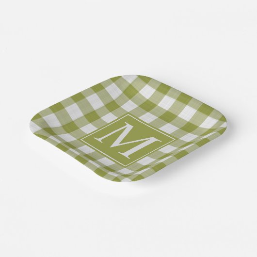 Assiettes En Carton Feuille vert En vichy Citrouille personnalisé Moti (Angulaire)
