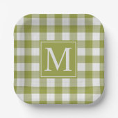 Assiettes En Carton Feuille vert En vichy Citrouille personnalisé Moti (Recto)