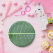 Assiettes En Carton Feuille verte et ligne blanche claire Conception 7 (Fête)