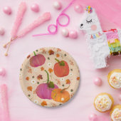 Assiettes En Carton Feuilles automnales citrouilles (Fête)