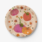 Assiettes En Carton Feuilles automnales citrouilles (Devant)