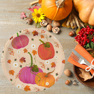 Assiettes En Carton Feuilles automnales citrouilles