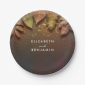 Assiettes En Carton Feuilles automnales et Mariage de Parties scintill (Devant)