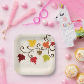 Assiettes En Carton Feuilles Automne Fête Thankesgiving (Fête)