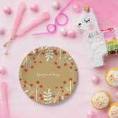 Assiettes En Carton Feuilles blancs & Berries Gold Noël (Fête)