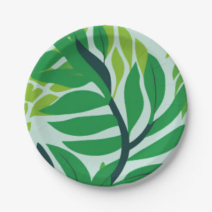 Assiettes En Carton Feuilles botaniques vertes