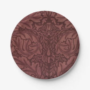 Assiettes En Carton Feuilles d'Acanthus rouge foncé (par William Morri