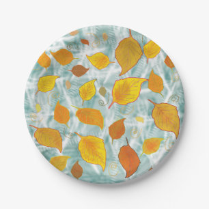 Assiettes En Carton Feuilles d'automne artistique motif