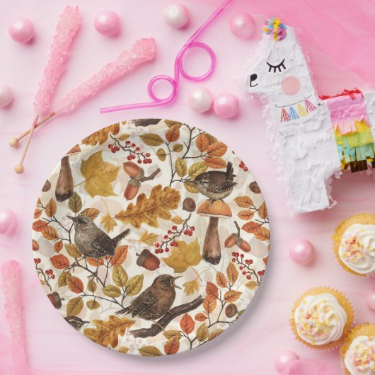 Assiettes En Carton Feuilles d'automne, baies, champignons et fleurs (Fête)