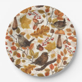 Assiettes En Carton Feuilles d'automne, baies, champignons et fleurs (Devant)