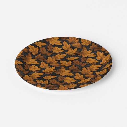 Assiettes En Carton Feuilles D'Automne Brown Et Orange Folio (Angle)