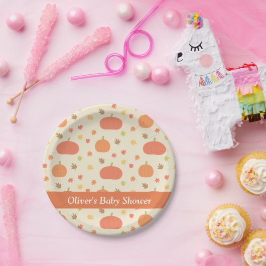 Assiettes En Carton Feuilles d'automne citrouille Plaques de Baby show (Fête)