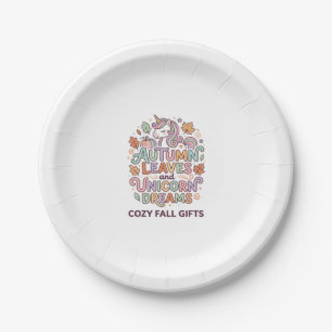 Assiettes En Carton Feuilles d'automne de licorne et rêves de licorne 