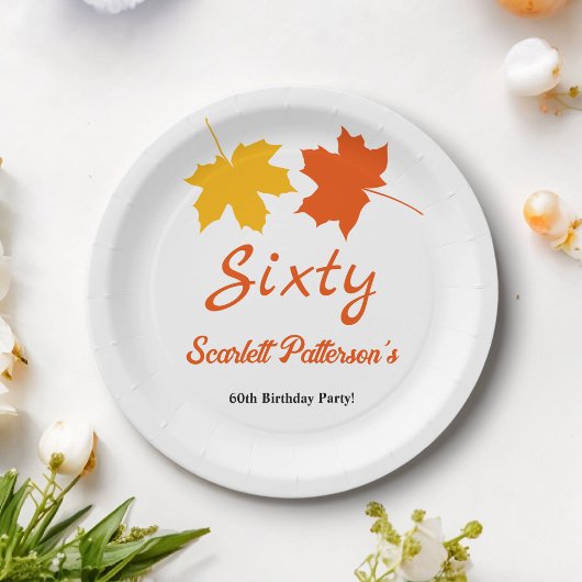 Assiettes En Carton Feuilles d'automne élégantes Automne Floral 60e An