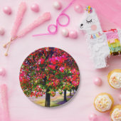 Assiettes En Carton Feuilles d'automne impressionnistes roses (Fête)