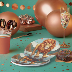 Assiettes En Carton Feuilles d'automne Lion mâle