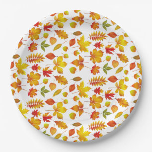 Assiettes En Carton Feuilles d'automne lumineuses