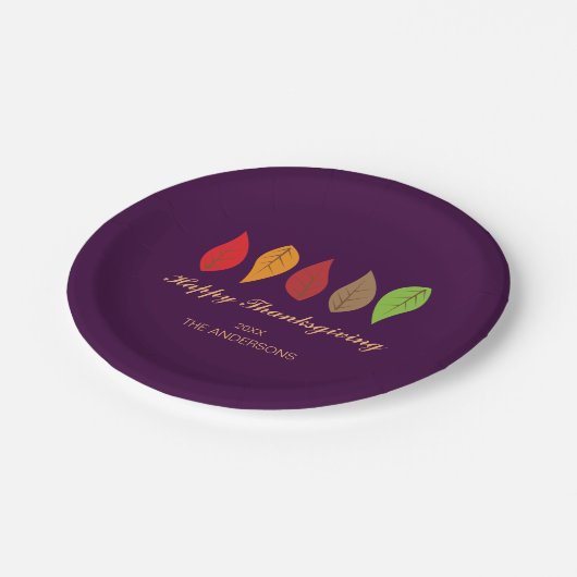 Assiettes En Carton Feuilles d'automne minimes Thanksgiving Personnali (Angle)