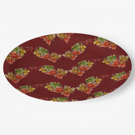 Assiettes En Carton Feuilles d'automne Motif Bourgogne Plaques de papi (Angle)