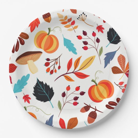 Assiettes En Carton Feuilles d'automne Plaques de papier (Devant)