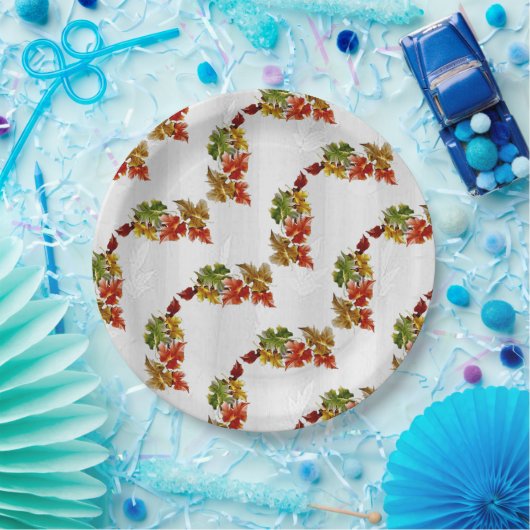 Assiettes En Carton Feuilles d'automne Plaques de papier blanc Motif (Fête)