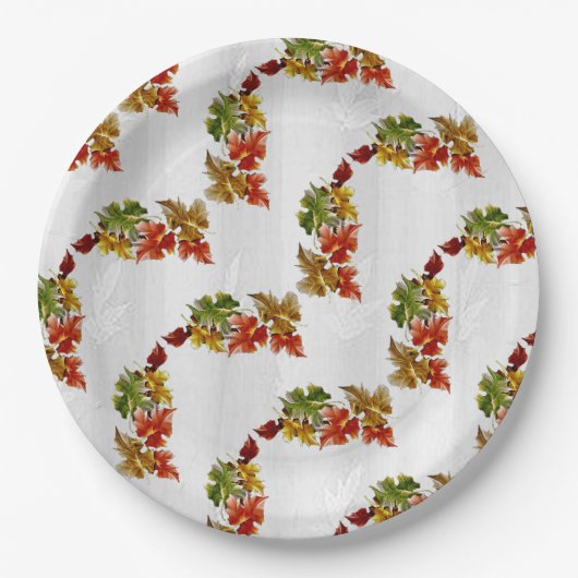 Assiettes En Carton Feuilles d'automne Plaques de papier blanc Motif (Devant)