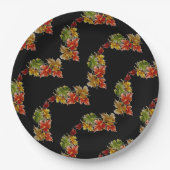 Assiettes En Carton Feuilles d'automne Plaques de papier noir Motif (Devant)