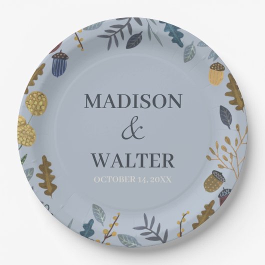 Assiettes En Carton Feuilles d'automne rustique mariage de automne num (Devant)