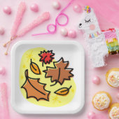 Assiettes En Carton Feuilles d'automne Tombe Coloré Art de la feuille  (Fête)