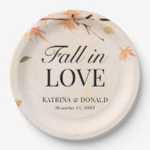 Assiettes En Carton Feuilles d'automne tombent amoureux Mariage (Devant)