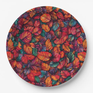 Assiettes En Carton Feuilles d'automne vibrantes