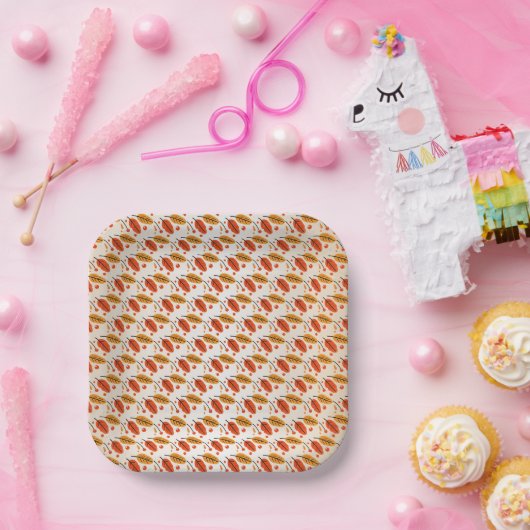 Assiettes En Carton Feuilles de automne orange bon thanksgiving (Fête)