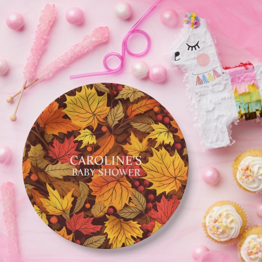 Assiettes En Carton Feuilles de Baby shower Plaques de papier (Fête)