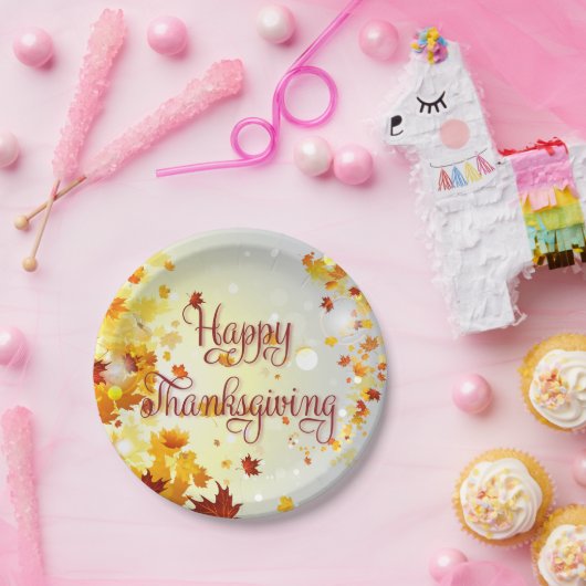 Assiettes En Carton Feuilles de Bon thanksgiving Plaques de papier (Fête)