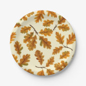 Assiettes En Carton Feuilles de chêne automnal sur blanc (Devant)