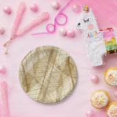 Assiettes En Carton Feuilles de dentelle de crème pâle rustique (Fête)