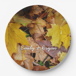 Assiettes En Carton Feuilles de Érable Tombées Jaune Automne Nature