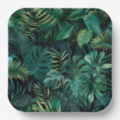 Assiettes En Carton Feuilles de la forêt tropicale tropicale (Recto)