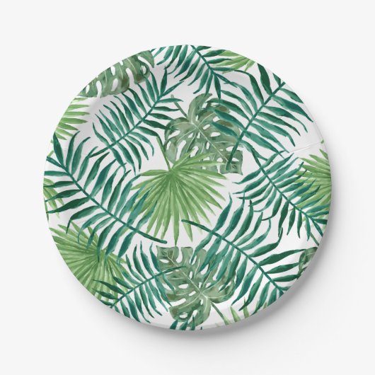 Assiettes En Carton Feuilles de la jungle tropicale (Devant)