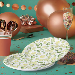 Assiettes En Carton Feuilles de Limes Vertes Fruit