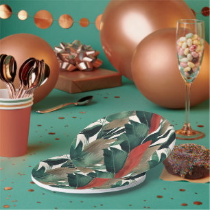 Assiettes En Carton Feuilles de palmier dans des tons feutrés