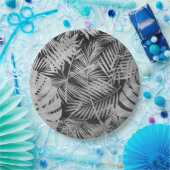 Assiettes En Carton feuilles de palmier noir et blanc (Fête)