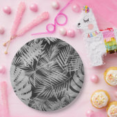 Assiettes En Carton feuilles de palmier noir et blanc (Fête)