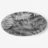 Assiettes En Carton feuilles de palmier noir et blanc (Angle)