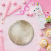 Assiettes En Carton Feuilles de palmier tropical botanique Golden Shin (Fête)