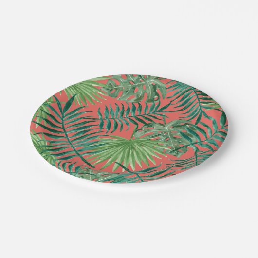 Assiettes En Carton Feuilles de palmier tropicales pour mariage sur la (Angle)