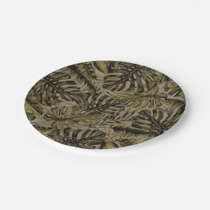 Assiettes En Carton Feuilles de palmier tropicales vertes de Kraft Mar