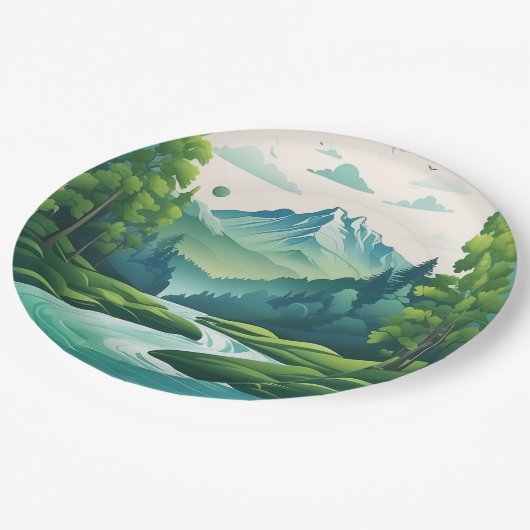 Assiettes En Carton Feuilles de papier du Parti (Angle)